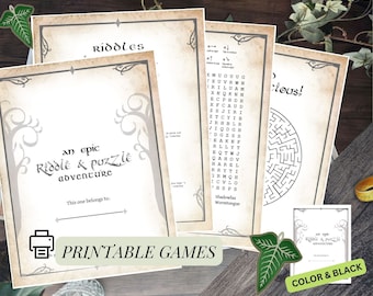 Fantasy movie PRINTABLE activities, INSTANT DOWNLOAD birthday games for kids & adults, Hobbitcore baby shower game, Fantasy game night
