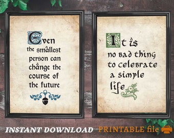 Pair of Hobbitcore prints, INSTANT DOWNLOAD decor, cottagecore wall art, fantasy party prints, cozy home prints bundle, simple life quote