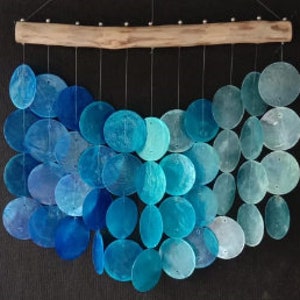 Wind Chime - Capiz Blue Ombre Circle Wind Chime