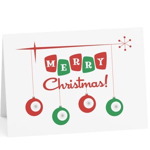 Mid Century Modern Retro Weihnachtskarten, Atomic Starburst 1950s Design, Set 1, 10, 30, 50 Weihnachtskarten, MCM Vintage Weihnachtsbriefpapier