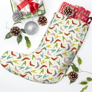 Mid-Century Modern Christmas Stocking, MCM Christmas Decor, Retro Holiday, 50s Atomic Boomerang, Space Age, Christmas Present, Birthday Gift
