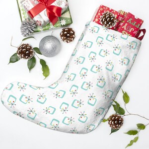 Mid-Century Modern Christmas Stocking, Retro Christmas Decor, MCM, Mid Mod Squares, Vintage Style, Atomic Starbursts, Gift, Present