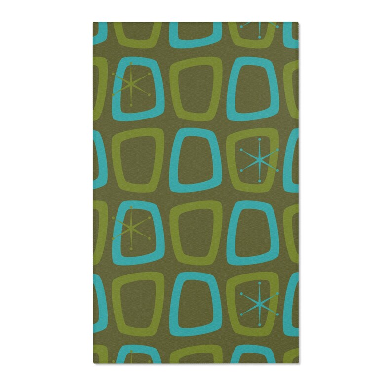 Modern 1950s Rug Mid Century Modern Area Rug, Atomic Starburst Rugs, Retro 1950s 1960s ...