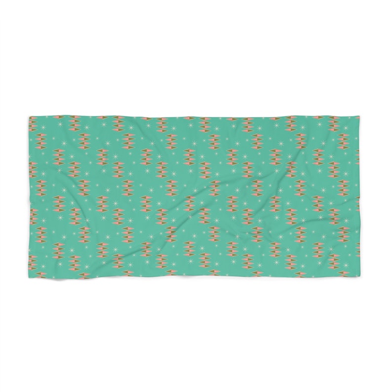 Mid Century Modern Hand Towels Set, Retro Geometric Starburst for Kitchen and Bath, MCM 6pcs Atomic Accent Towels main image 1