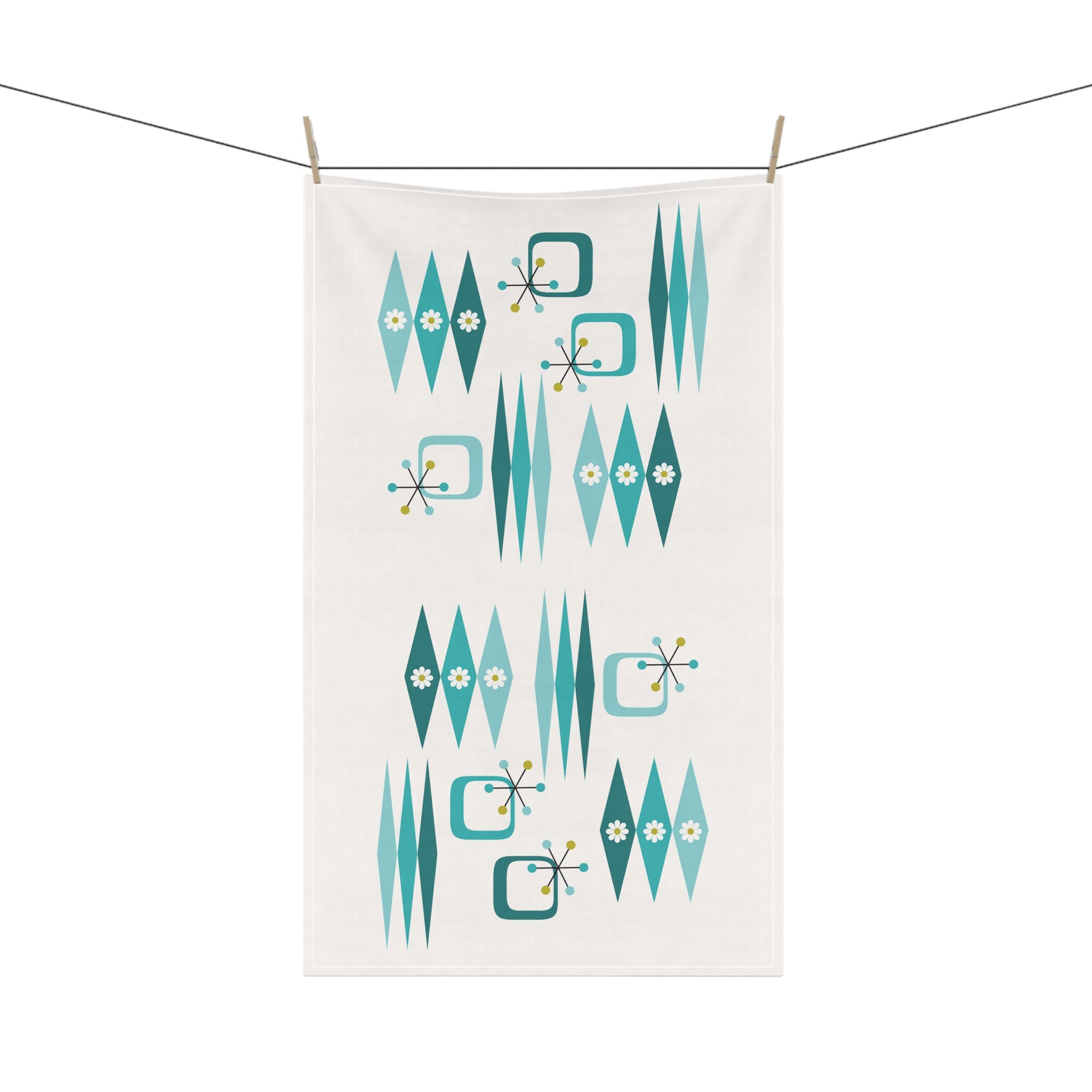 Mid Century Modern Kitchen Towel, MCM Tea Towel Gift, Atomic Starburst ...