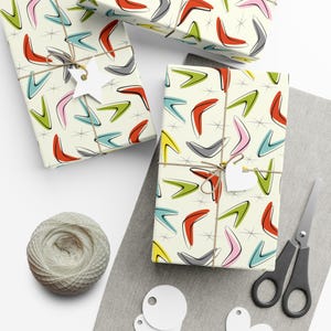 Mid Century Modern Inpakpapier Retro Atomic Cadeaupapier Kleurrijk Klassiek Boemerang Ontwerp Verjaardag Vellen Inpakpapier