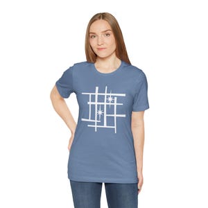 Mid Century Modern Retro Tee, Atomic Starburst Unisex T-Shirt - Mondrian Bauhaus Inspired, Birthday Gift Men Women, 1950s 1960s Palm Springs