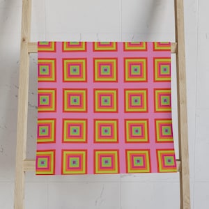 Neon Hand Towel, Vibrant Kitchen or Bathroom Decor, Hot Pink and Yellow, Colorful Kids Towel, Bright Unique Gift Idea, Fun Home Decor