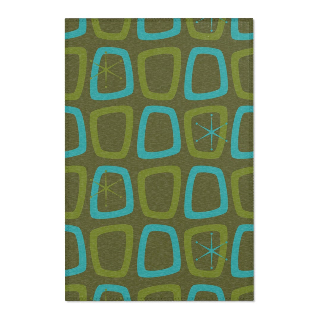 Mid Century Modern Area Rug, Atomic Starburst Rugs, Retro 1950s 1960s ...