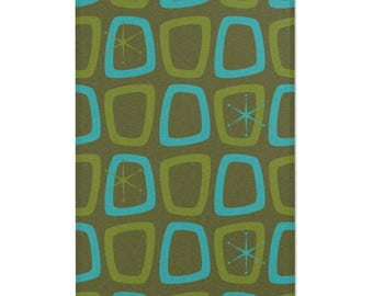 Mid Century Modern Area Rug, Atomic Starburst Rugs, Retro 1950s 1960s Green and Teal, Mid Mod, MCM Bedroom Rug, Living Room Rug, Dining Room