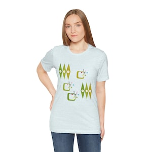 Retro Mid Century Modern T-Shirt, Vintage 1950s Style Atomic Tee, Gift for Him and Her, Unisex Jersey Short Sleeve Clothing, Starburst Shirt
