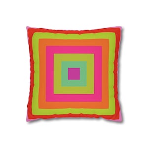 Neon Throw Pillow Case, Super Bright Colors, Geometric Square Pillow Cover, Maximalist Living Room Decor, Kid&#39;s Accent Pillow, Cushion Cover