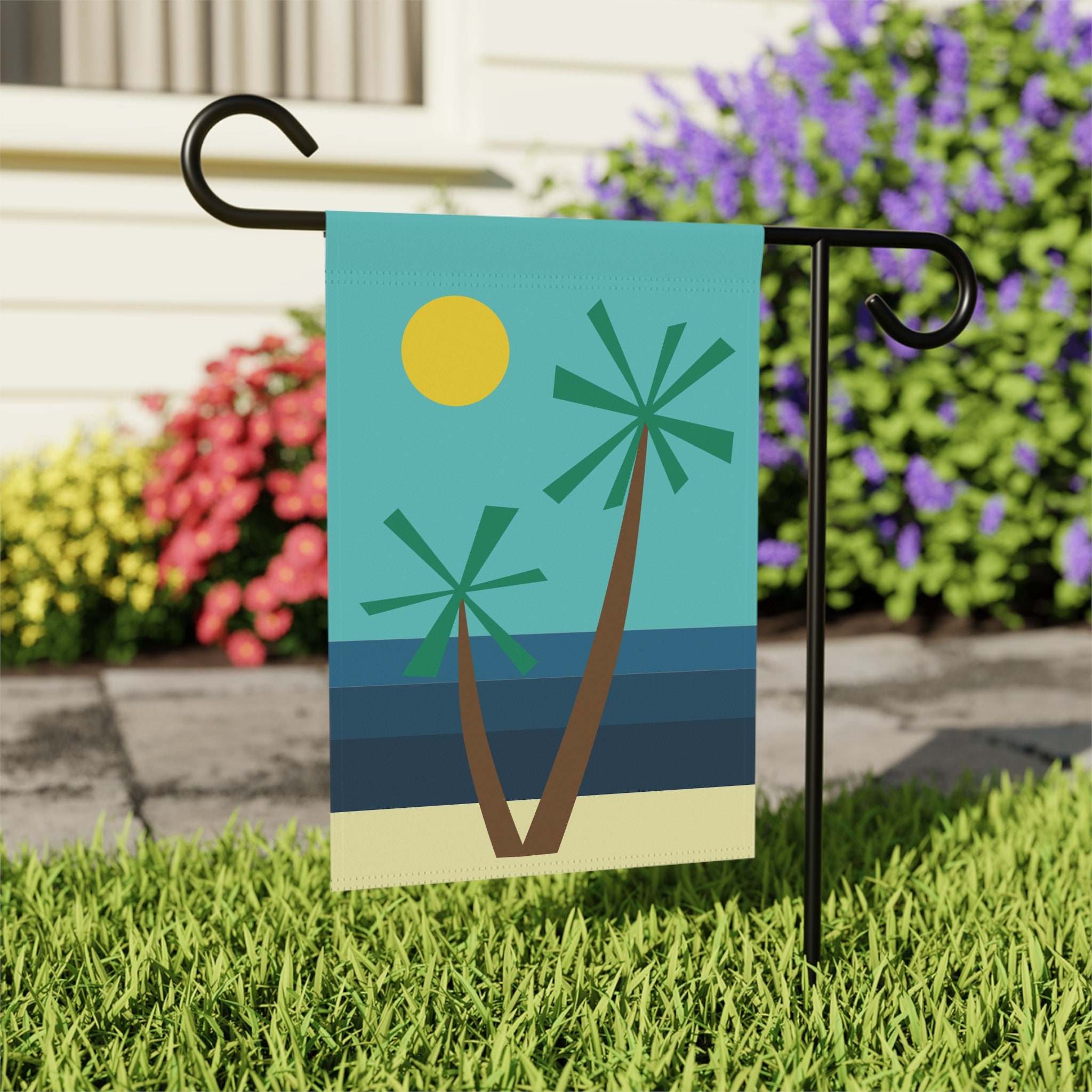 Strand-Gartenflagge – 71,1 X 101,6 Cm, Doppelseitig, Mit Palmen & Wellen-Motiv, Wetterfest