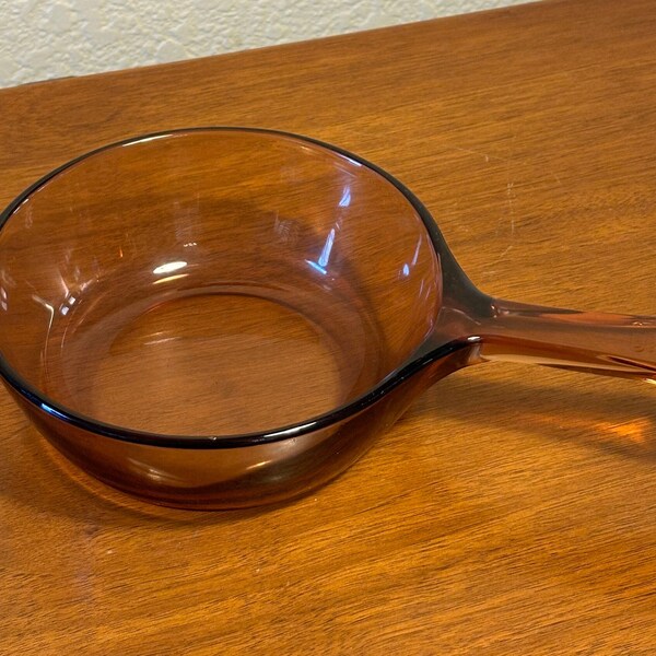 Vintage 1970s Vision Corning Ware Amber Glass .5L Saucepan NO lid
