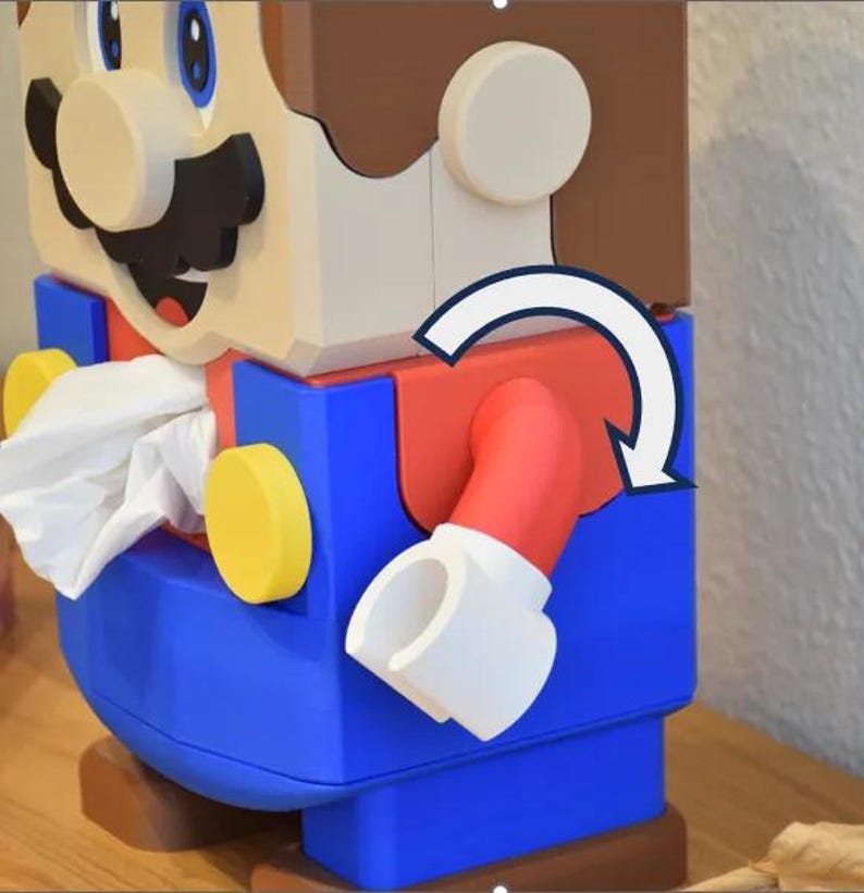 Super Mario Tissue Box Holder Dispenser, Desk Decoration, Weighted With