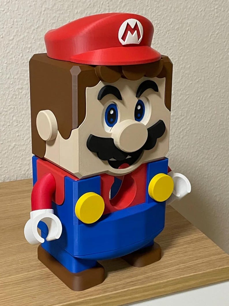 Super Mario Tissue Box Holder Dispenser, Desk Decoration, Weighted With