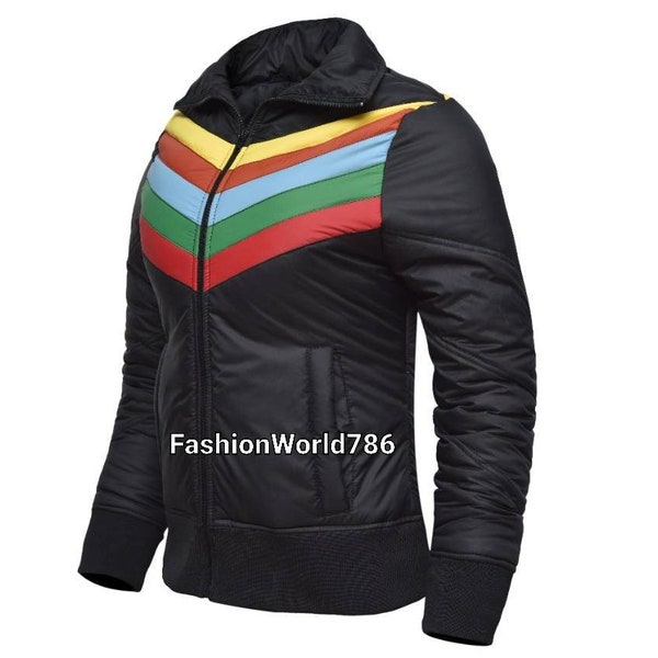 Vintage 70s Rainbow Sunrise Jacket for women Handmade Jacket Ski Puffer Jacket