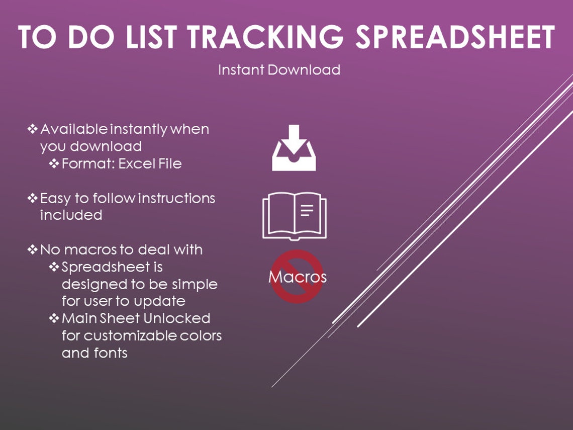 Excel to Do List Organizer and Task Tracking Spreadsheet - Easy to Read ...