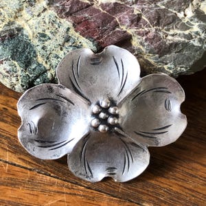 Sterling Dogwood Flower Brooch Pin by Stuart Nye
