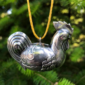 Vintage Sterling Silver Rooster Ornament - 3-D Cazenovia
