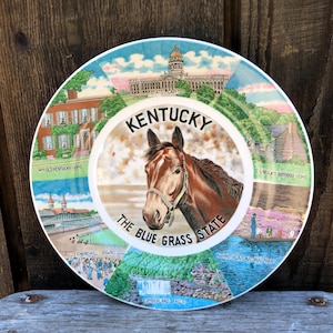 Kentucky Souvenir Plate - Large Horse Head - The Blue Grass State