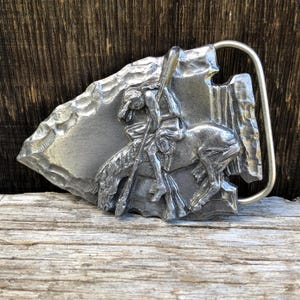 Vintage Pewter Belt Buckle - Arrowhead - End of the Trail by Siskiyou 1988