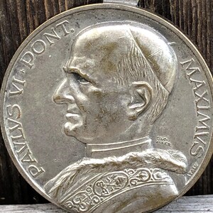Vintage Pope Paul VI Medal Pendant - Italy