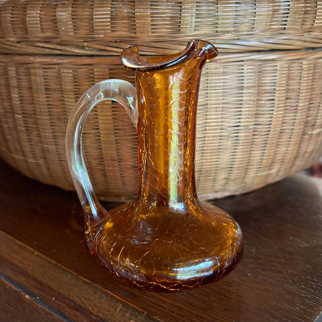 Amber Crackle Glass Vase