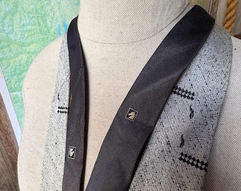 Retro Skinny Silk Neckties - Wembley - Grey Gray