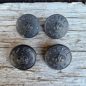Vintage Police Force Buttons - with Crown