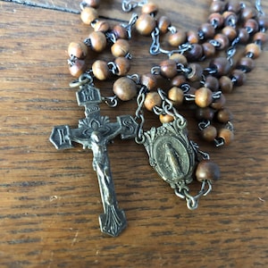 Vintage Rosary with Brown Beads