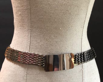 Mid-Century Expandable Silver Tone Metal Stretch Belt Silver Stretch Belts for Women for sale | eBay main image 4