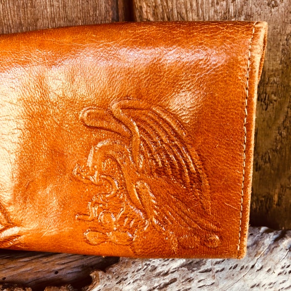 Vintage 1970s Hand Tooled-  Genuine Leather Walle… - image 6