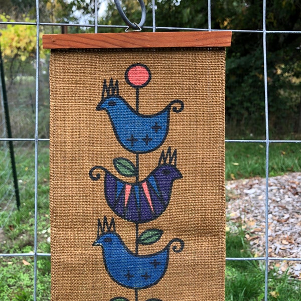 Mid Century Folk Art Bird Wall Hanging by Ingrid Uhr