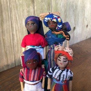 Vintage Ethnic Guatemalan Folk Dolls - Family of 5