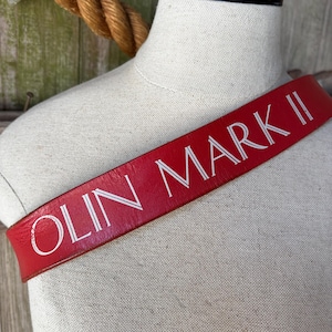 Vintage Red Leather Belt - Advertising Olin Mark II