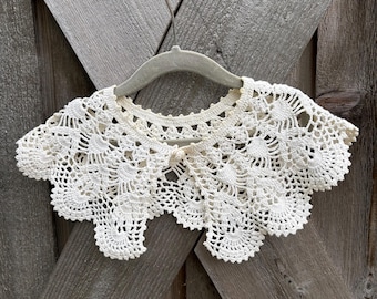 Vintage Crocheted Lace Collars - White and Pink - Hand Made