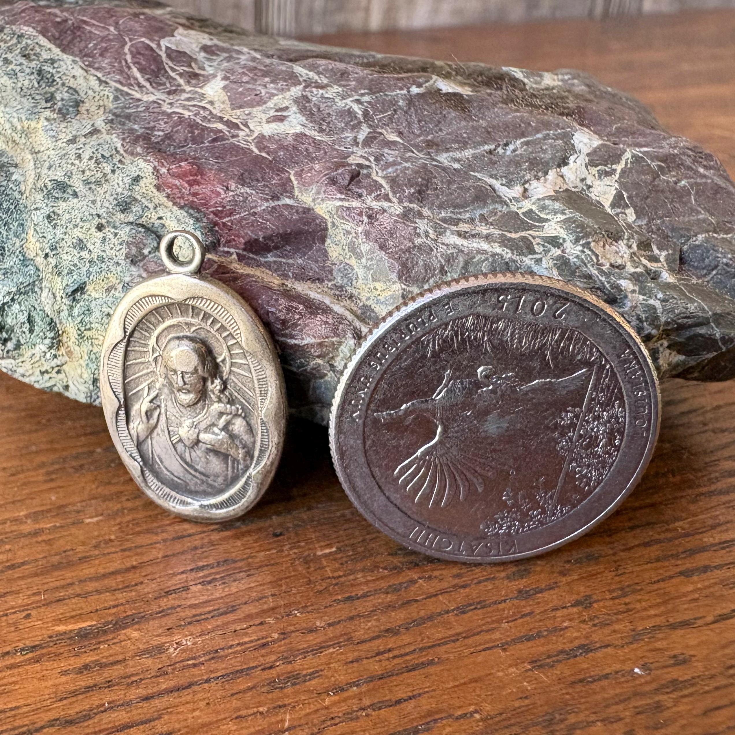 Sacred Heart of Jesus - Catholic Medal - Sterling Silver - Etsy