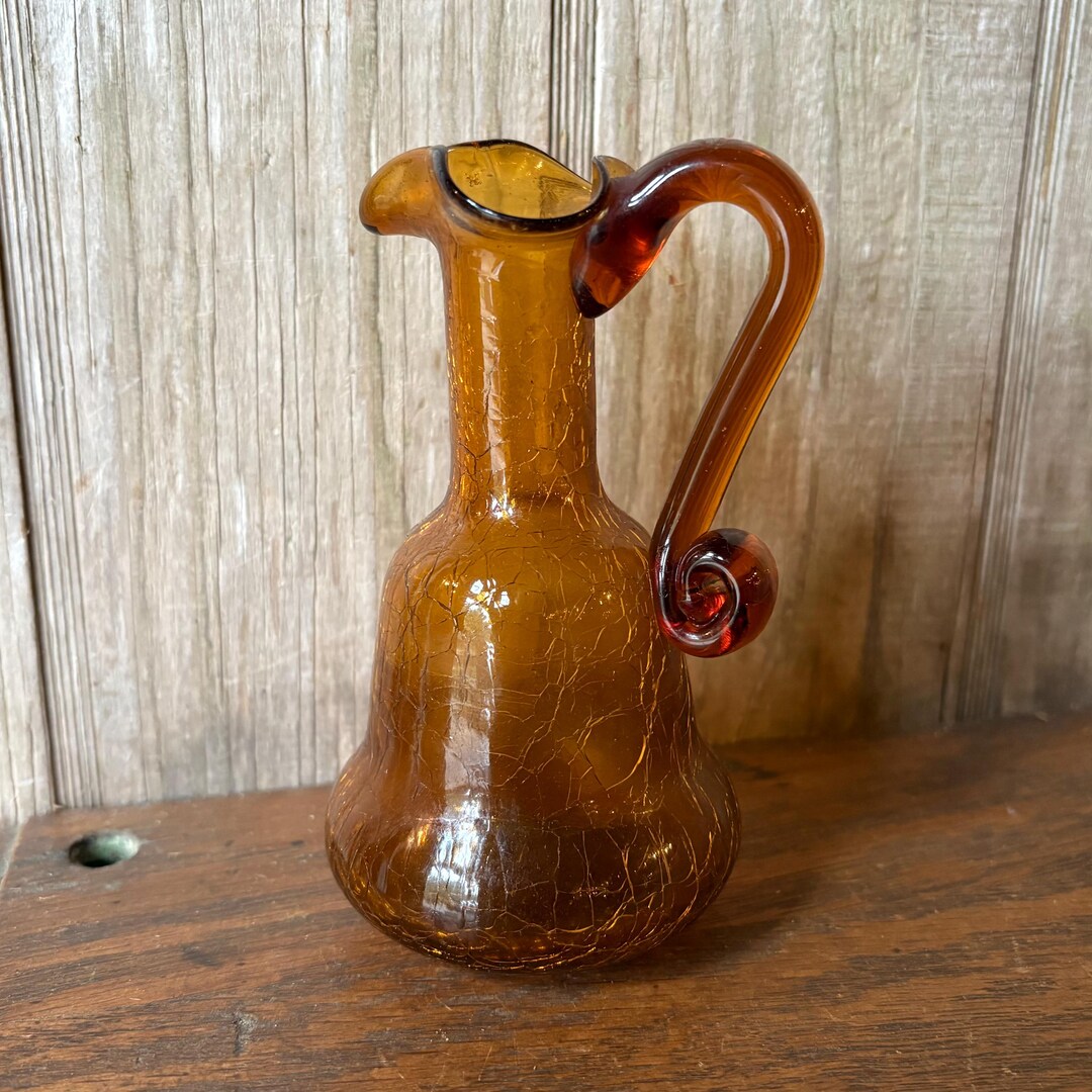 Amber Crackle Glass Vase