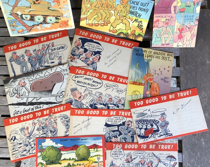 Lot of Humorous WWII Postcards Reg Manning Linen Etsy