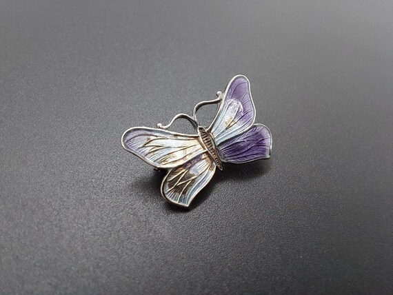 Tiny JA&S butterfly pin, sterling silver and enam… - image 3
