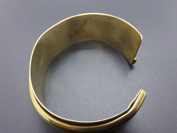 Vintage handmade brass cuff bracelet, 3/4" wide, … - image 6
