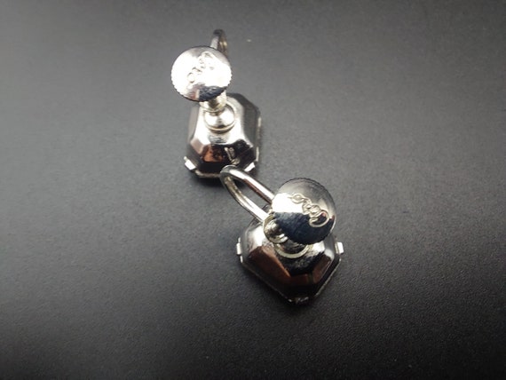 Coro rectangular rhinestone earrings, screw back,… - image 7