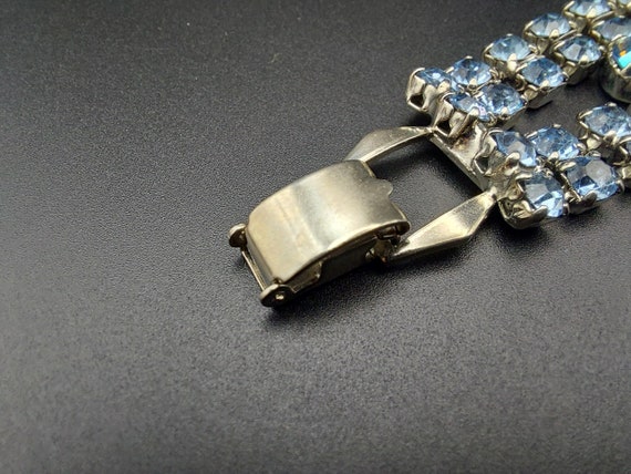 Vintage rhinestone bracelet, light blue lavender … - image 5