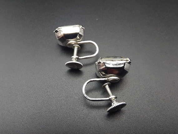 Coro rectangular rhinestone earrings, screw back,… - image 5