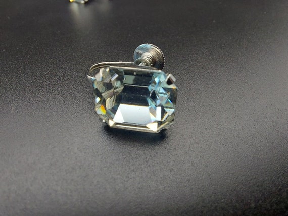 Coro rectangular rhinestone earrings, screw back,… - image 4