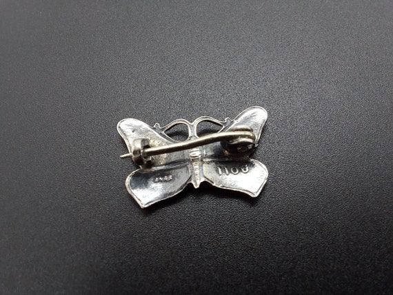 Tiny JA&S butterfly pin, sterling silver and enam… - image 5