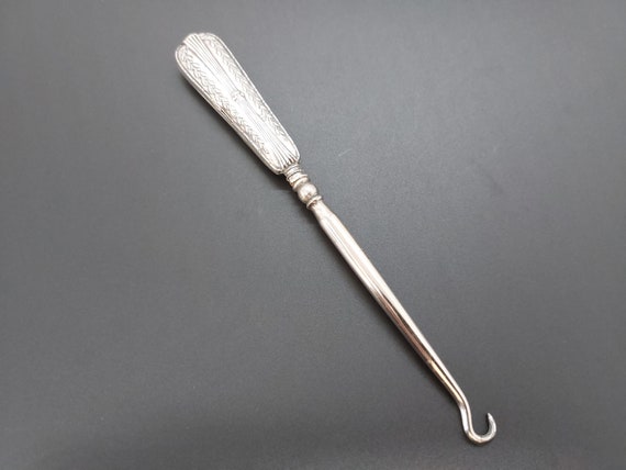 Antique 1911 boot button hook, sterling silver ha… - image 1
