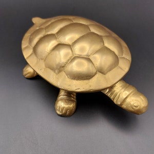 Vintage brass turtle box, made in India, trinket dish with lid