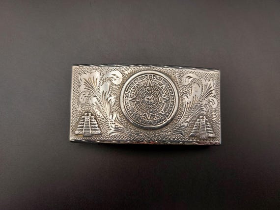 Mexican Aztec Mayan Calendar Sterling Silver Belt Buckle s-l400.jpg main image 3